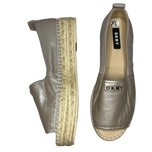 DKNY Metallic Platform Open Toe Espadrilles